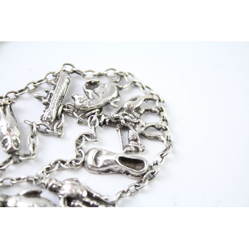 264 - Collection of Sterling Silver Bracelets inc. Heart Padlock, Storyteller x 2 57g