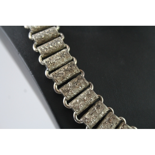 268 - Victorian Sterling Silver Etched Book Chain 111g