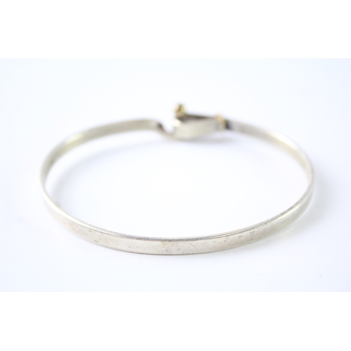 282 - Tiffany & Co Sterling Silver Hook Clasp Bangle w/ .750 Gold Accents 13g