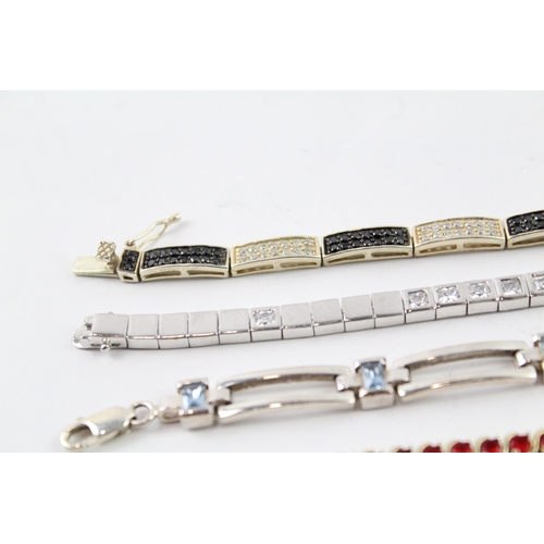 293 - Collection of Sterling Silver Gemstone Bracelets inc. Topaz, CZ x 4 61g