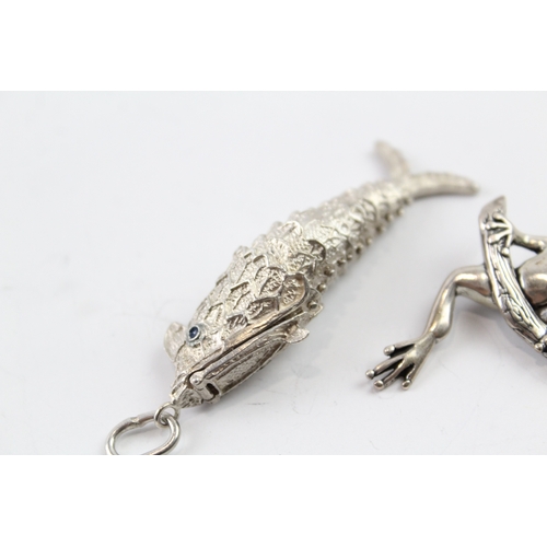 295 - Collection of Sterling Silver Pendants inc. Articulated Fish, Enamel x 4 48g