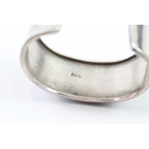 296 - Carol Felley Anglo Sterling Silver Cuff Bangle 63g