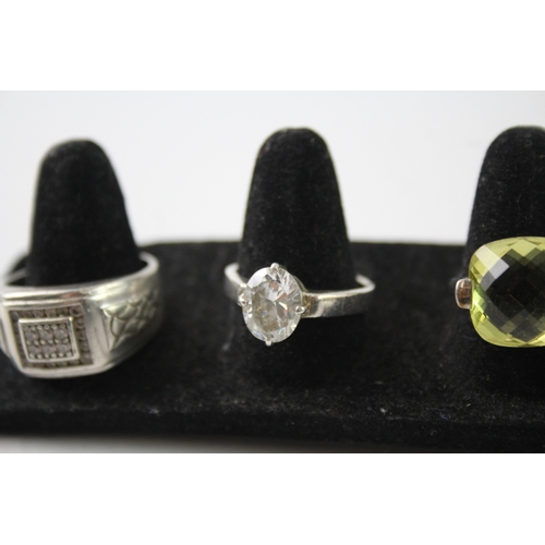 298 - Collection of Sterling Silver Gemstone Rings inc. Topaz, CZ, Cocktail x 8 37g