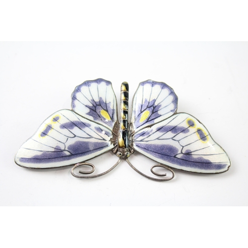 302 - Marius Hammer 930 Silver Large Enamel Butterfly Brooch 28g