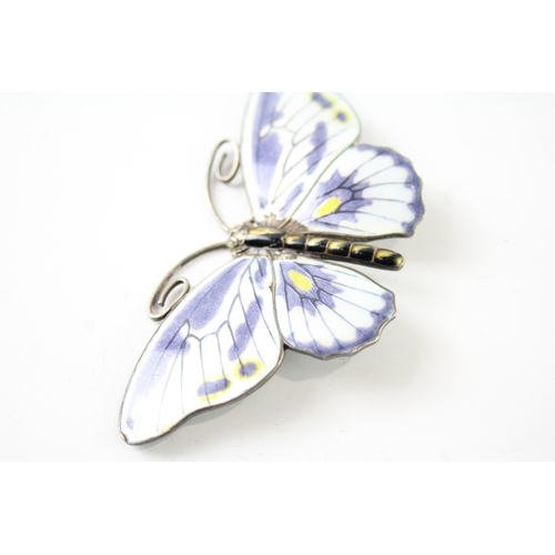 302 - Marius Hammer 930 Silver Large Enamel Butterfly Brooch 28g