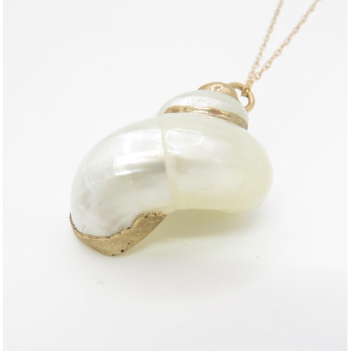 5 - 9ct Gold and Shell Necklace 2.5g