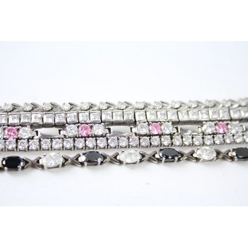 307 - Collection of Sterling Silver CZ Tennis Bracelets x 5 51g