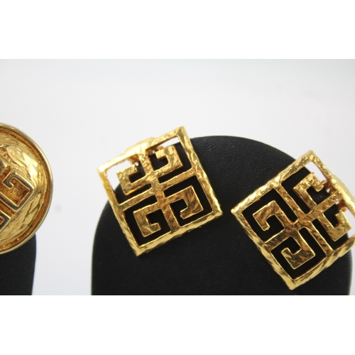 308 - Collection of Givenchy Gold Tone Clip On Earrings x 2 39g