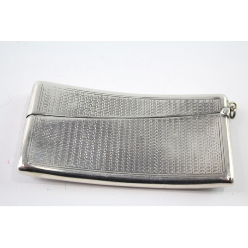 327 - Antique Victorian 1899 Birmingham Sterling Silver Curved Calling Card Case (33g)