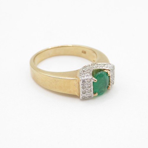 1 - 9ct Gold, Emerald and Diamond Ring (4.9g) Size M