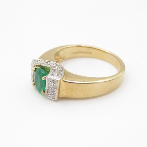 1 - 9ct Gold, Emerald and Diamond Ring (4.9g) Size M