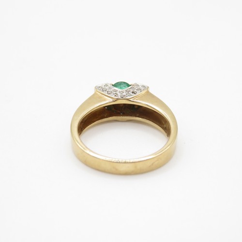 1 - 9ct Gold, Emerald and Diamond Ring (4.9g) Size M