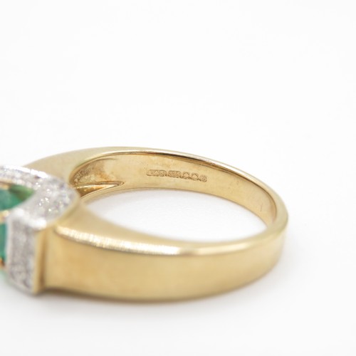 1 - 9ct Gold, Emerald and Diamond Ring (4.9g) Size M