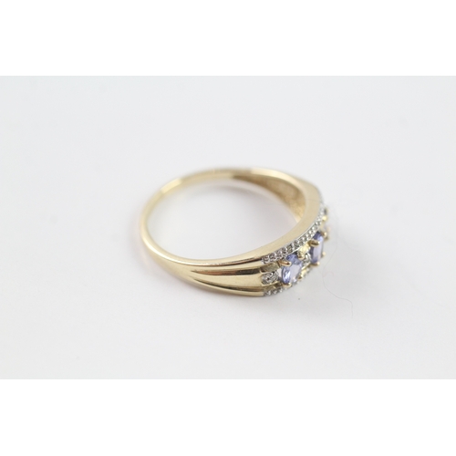 36 - 9ct gold blue gemstone and diamond dress ring (2.3g) Size P