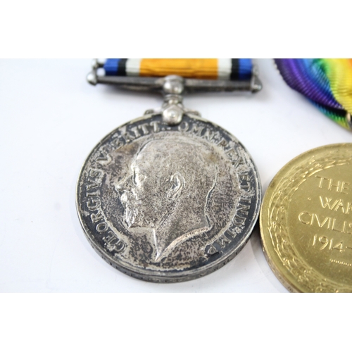 374 - WW1 Medal Pair 27491 Pte FG Fisk Wilts Regt x 2