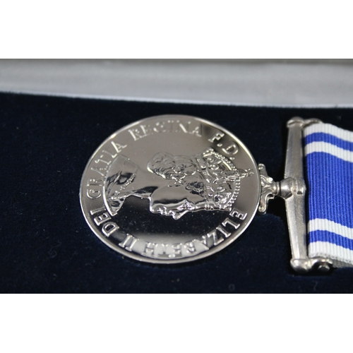 385 - Boxed ERII Women's Police Long Service Medal Constable Claire Murgatroyd