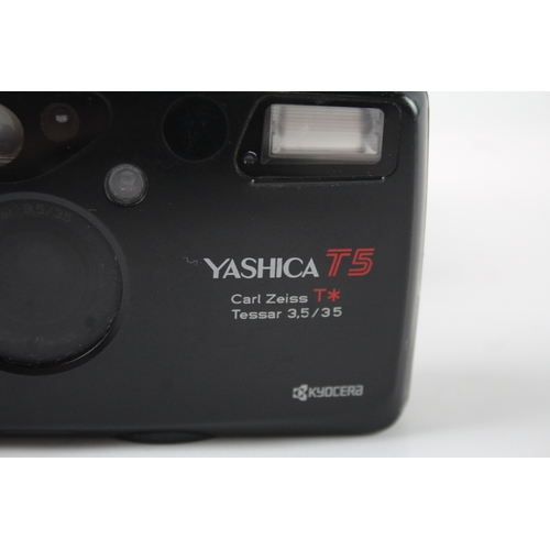 434 - Yashica T5 Compact Film Camera Working Point & Shoot w/Tessar 35mm F/3.5 Lens