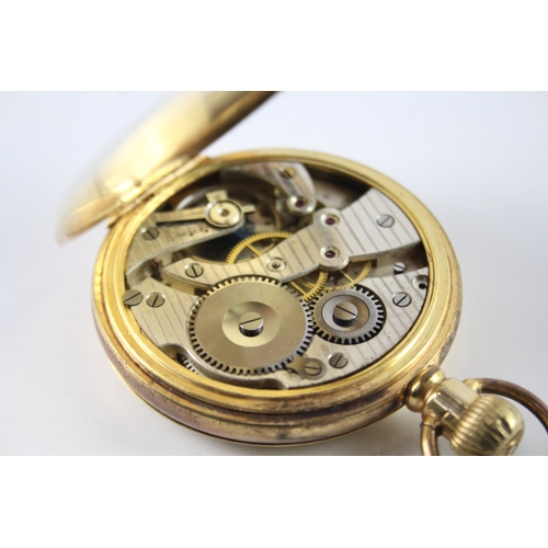 454 - Vintage Half Hunter Rolled Gold Pocket Watch Hand-Wind WATCH RUNS