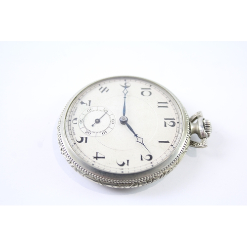 457 - Vintage Open Face Art Deco Style Pocket Watch Hand-Wind WATCH RUNS