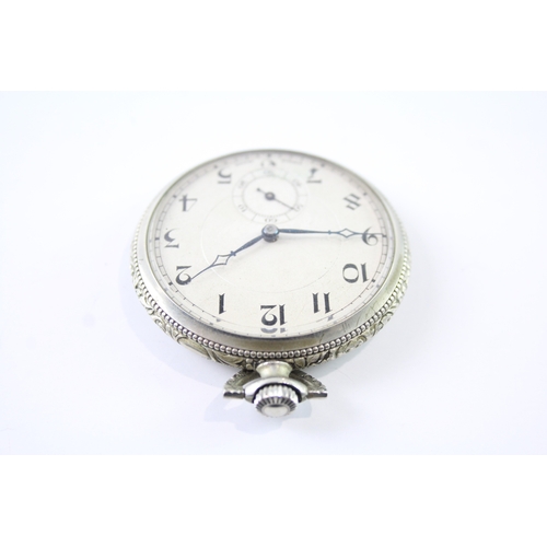 457 - Vintage Open Face Art Deco Style Pocket Watch Hand-Wind WATCH RUNS