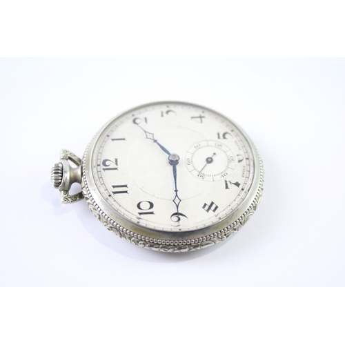 457 - Vintage Open Face Art Deco Style Pocket Watch Hand-Wind WATCH RUNS