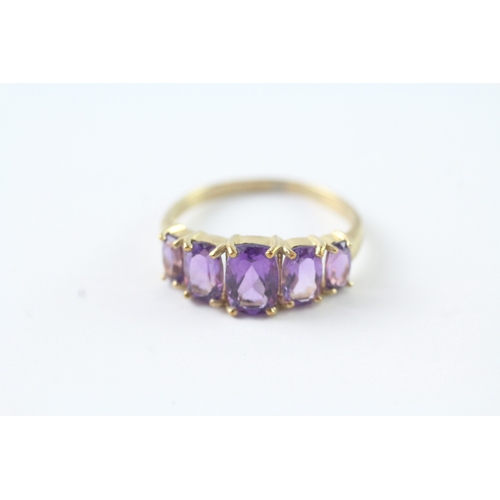 37 - 9ct gold graduated amethyst five stone dress ring (2.1g) Size N 1/2