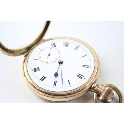 463 - Vintage Open Face Rolled Gold Pocket Watch Hand-Wind WATCH RUNS