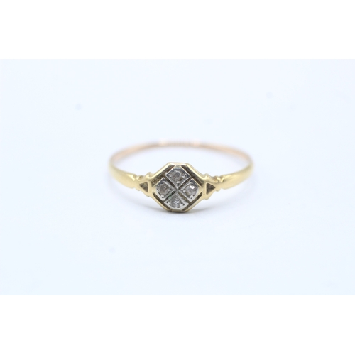 45 - 15ct gold vintage diamond dress ring (1.2g) Size Q 1/2