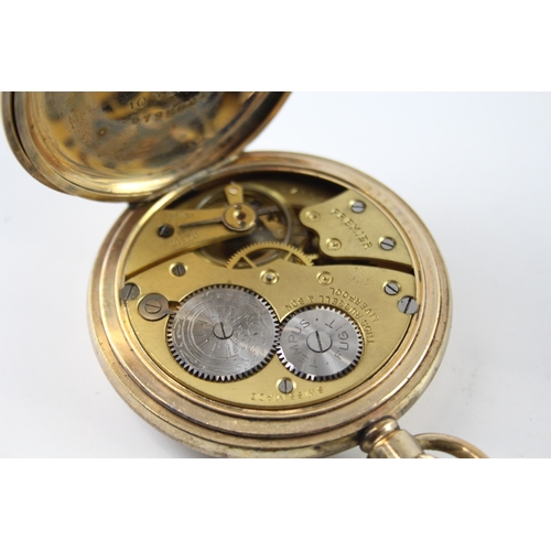 470 - Thos Russell & Son Full Hunter Rolled Gold Pocket Watch Hand-Wind WATCH RUNS