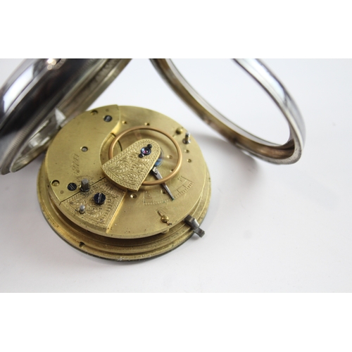 472 - Vintage 925 Silver Open Face Pocket Watch Key-Wind WATCH RUNS