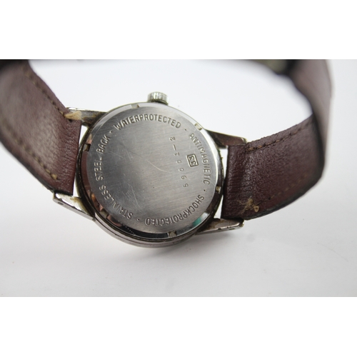 473 - Vintage Huguenin Steel Watch Hand-Wind WATCH RUNS