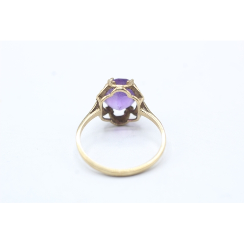 54 - 9ct gold vintage amethyst dress ring (2g) Size N