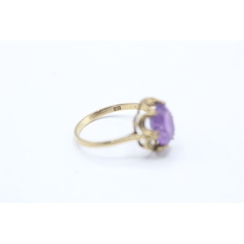 54 - 9ct gold vintage amethyst dress ring (2g) Size N