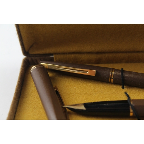 485 - Vintage Waterman Concorde Brown Fountain Pen w/ 18ct Gold Nib WRITING Boxed