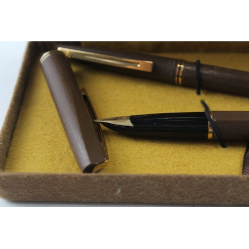 485 - Vintage Waterman Concorde Brown Fountain Pen w/ 18ct Gold Nib WRITING Boxed