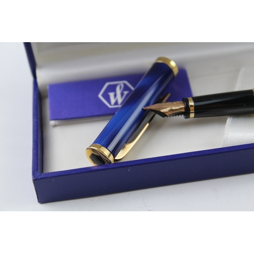 492 - Waterman Cotele Navy Cased Fountain Pen w/ 18ct Gold Nib WRITING Boxed