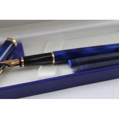 492 - Waterman Cotele Navy Cased Fountain Pen w/ 18ct Gold Nib WRITING Boxed