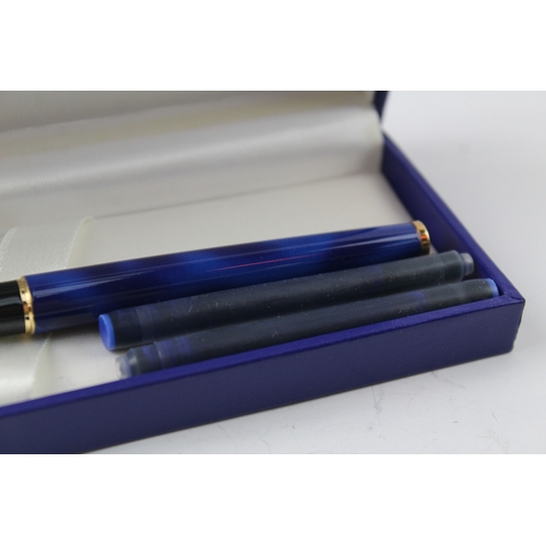 492 - Waterman Cotele Navy Cased Fountain Pen w/ 18ct Gold Nib WRITING Boxed