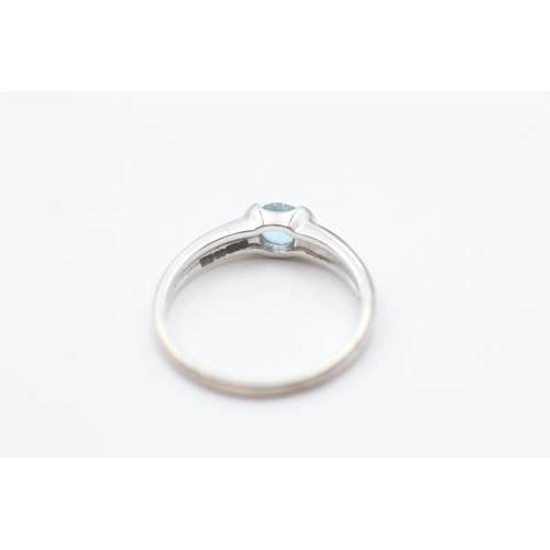 90 - 9ct gold blue gemstone solitaire ring (3.3g) Size Q