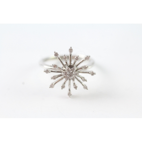 95 - 9ct white gold diamond spray cluster dress ring (2.9g) Size K