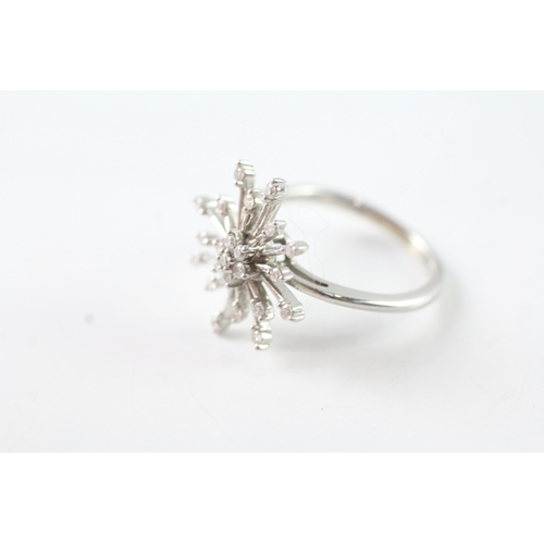 95 - 9ct white gold diamond spray cluster dress ring (2.9g) Size K