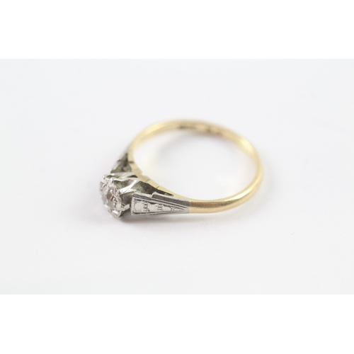 10 - 18ct gold vintage diamond solitaire ring (2g) Size L