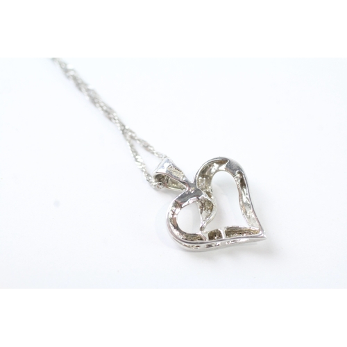 115 - 9ct gold diamond heart shape pendant necklace (2.6g)