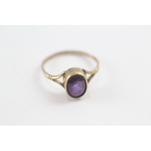 16 - 9ct gold bezel set amethyst dress ring (1.6g) Size N