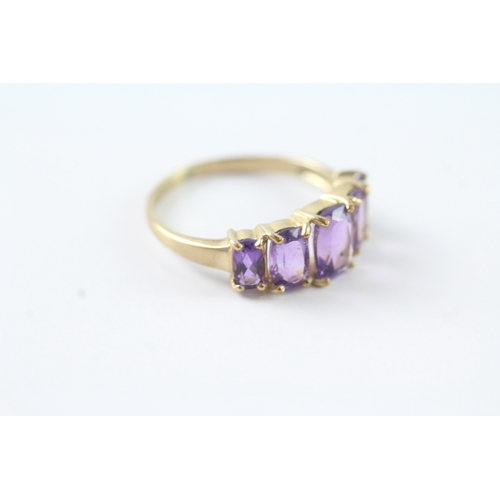 37 - 9ct gold graduated amethyst five stone dress ring (2.1g) Size N 1/2