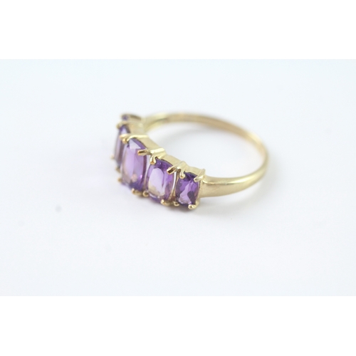 37 - 9ct gold graduated amethyst five stone dress ring (2.1g) Size N 1/2