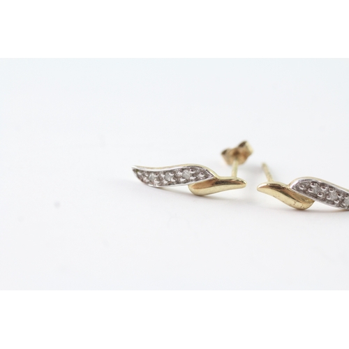 46 - 9ct gold diamond drop earrings (0.8g)