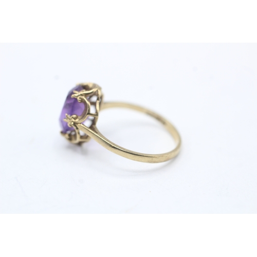 54 - 9ct gold vintage amethyst dress ring (2g) Size N