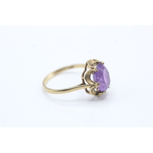 54 - 9ct gold vintage amethyst dress ring (2g) Size N