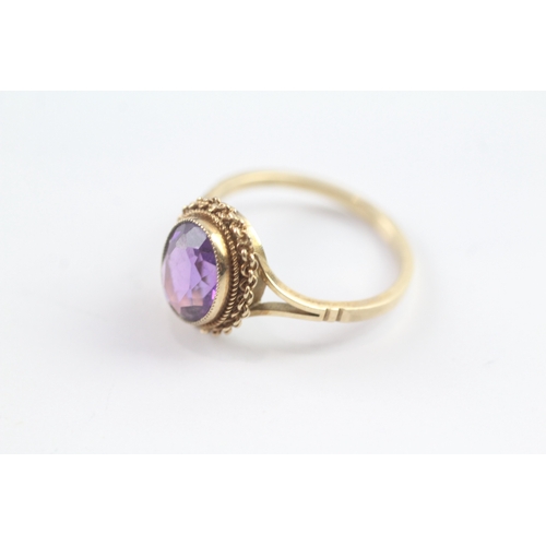 7 - 9ct gold vintage amethyst dress ring (2.8g) Size P